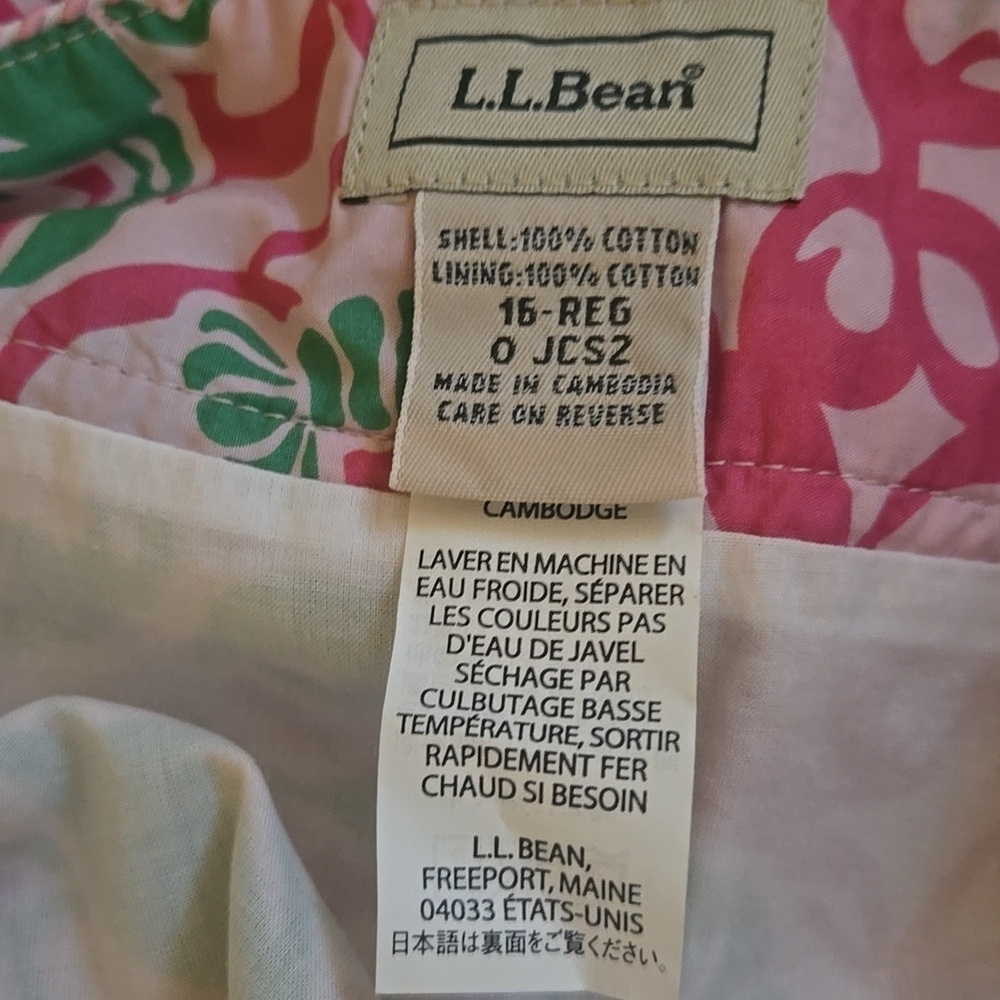 NWOT L.L. Bean Pink and Green A-Line Skirt Lobster And Crab Print - Picture 4 of 4